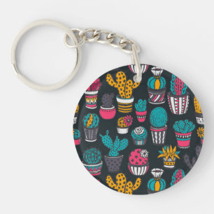 Llavero Cactus dibujado mano en modelo del estilo del