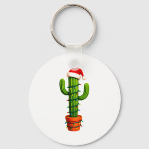 Llavero Cactus Divertido Santa Sombrero Luces Árbol Navida