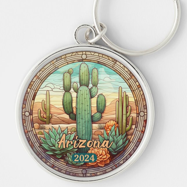 Llavero Cactus Faux Stained Glass (Frente)