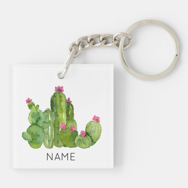 Llavero Cactus Flower Art NAME Desert Southwest Fun (Atrás)