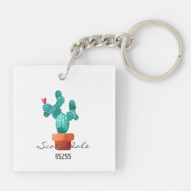 Llavero Cactus Heart Address Zip Code New Home Fun (Atrás)