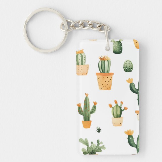 Llavero Cactus pulido en blanco (Frente)