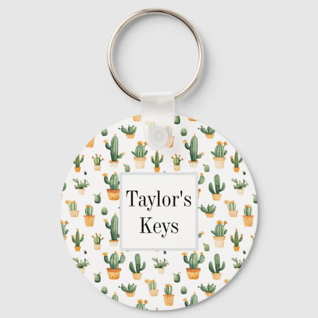 Llavero Cactus pulido en blanco (Anverso)