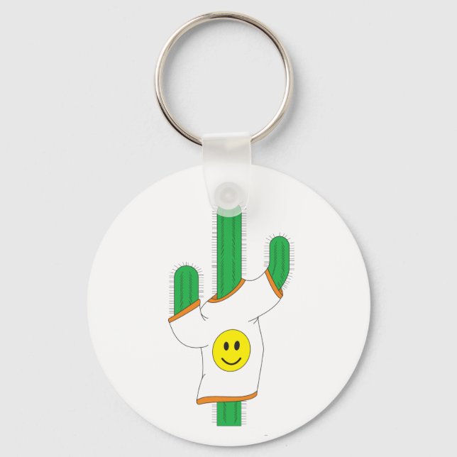 Llavero Cactus usando una cadena de llaves de camisa feliz (Anverso)