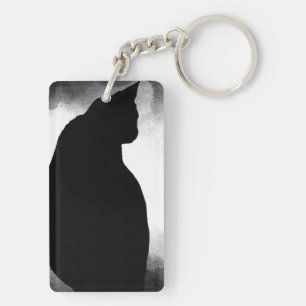 Llavero Cadena acrílica de silueta de gato negro