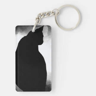 Llavero Cadena acrílica de silueta de gato negro