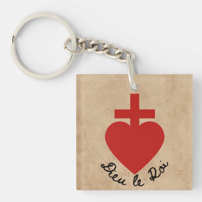 Llavero Cadena acrílica del corazón sagrado (Frente)