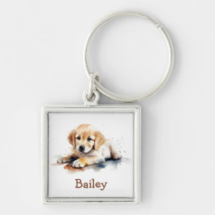 Llavero Cadena acuarela de Golden Retriever