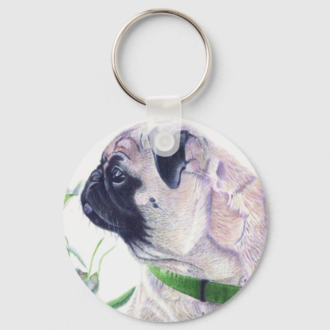 Llavero Cadena Adorable De Llave De Perro De Pug (Anverso)