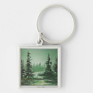 Llavero Cadena clave Ann Hayes pintando bosque verde