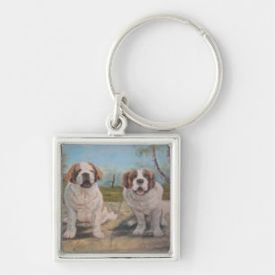 Llavero Cadena Clave Ann Hayes Pintando Dos St Bernards