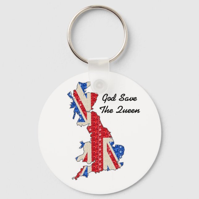 Llavero Cadena clave Bandera del Reino Unido Dios salve a  (Anverso)