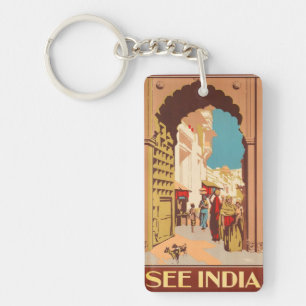 Llavero Cadena clave de afiches de viaje de India