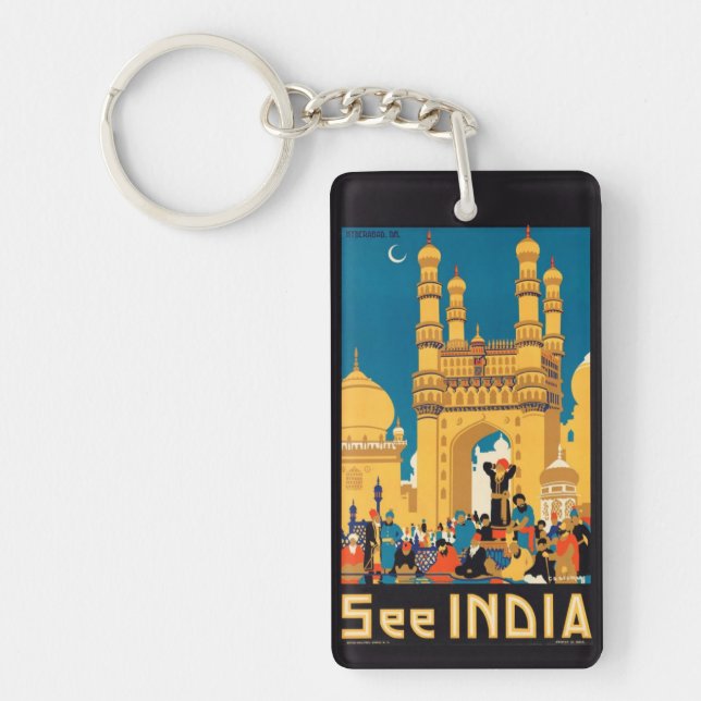Llavero Cadena clave de afiches de viaje de India (Frente)