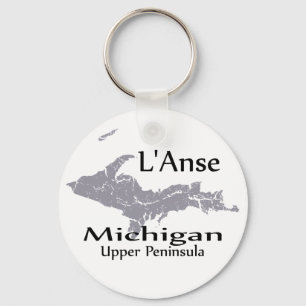 Llavero Cadena clave de diseño de mapa L'Anse Michigan