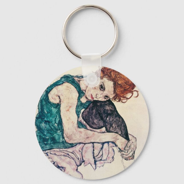 Llavero Cadena clave de la mujer sentada Egon Schiele (Anverso)