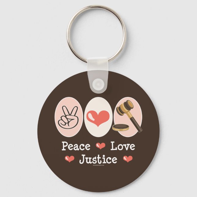 Llavero Cadena clave Peace Love Justice (Anverso)