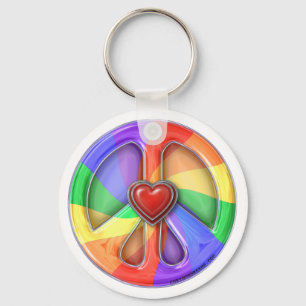 Llavero Cadena clave Peace Rainbow Hearts