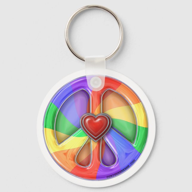 Llavero Cadena clave Peace Rainbow Hearts (Anverso)