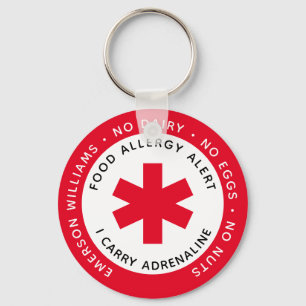Llavero Cadena de alerta de alergia a los alimentos rojos