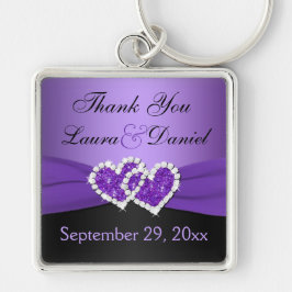 Llavero Cadena de Bodas Purple, Black Joined Hearts