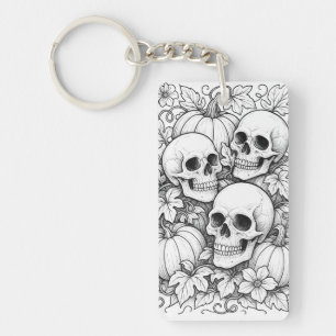 Llavero cadena de calaveras y calabazas