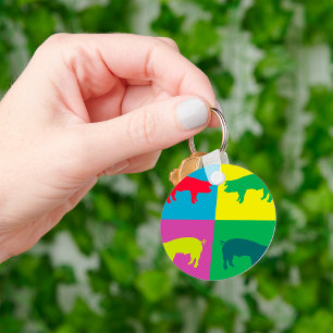 Llavero Cadena de cerdos coloridos