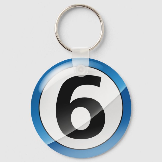 Llavero Cadena de clave azul número 6 (Anverso)