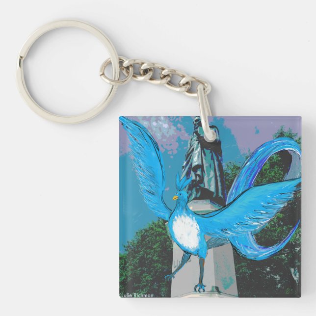 Llavero Cadena de clave azul para pájaros (Frente)