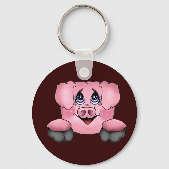 Llavero Cadena de clave de cerdo rosa (Anverso)