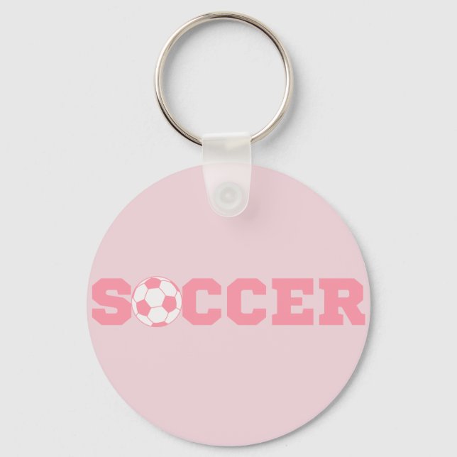 Llavero Cadena de clave de fútbol rosa (Anverso)