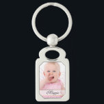 Llavero Cadena de clave fotográfica de personalizado<br><div class="desc">Hermosa cadena de teclas con fotografía personalizado y una banda blanca semitransparente,  en la parte inferior,  para tu texto. Personalice la imagen y el texto de escritura negra,  para usted o como una idea de regalo encantadora.</div>