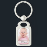 Llavero Cadena de clave fotográfica de personalizado<br><div class="desc">Hermosa cadena de teclas con fotografía personalizado y una banda blanca semitransparente,  en la parte inferior,  para tu texto. Personalice la imagen y el texto de escritura negra,  para usted o como una idea de regalo encantadora.</div>