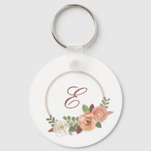 Llavero Cadena de clave personalizada inicial floral con f