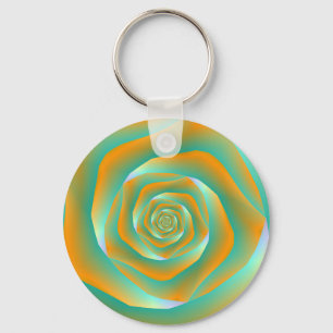 Llavero Cadena de clave Rosa de espiral verde y naranja