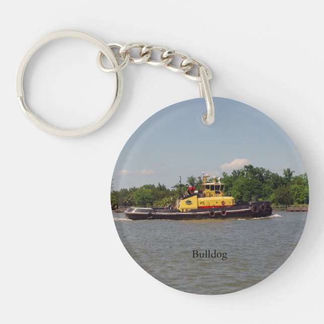 Llavero cadena de claves acrílicas de bulldog (Frente)