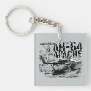 Llavero Cadena de claves AH-64 Apache Square (doble cara)