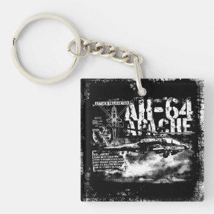 Llavero Cadena de claves AH-64 Apache Square (doble cara)