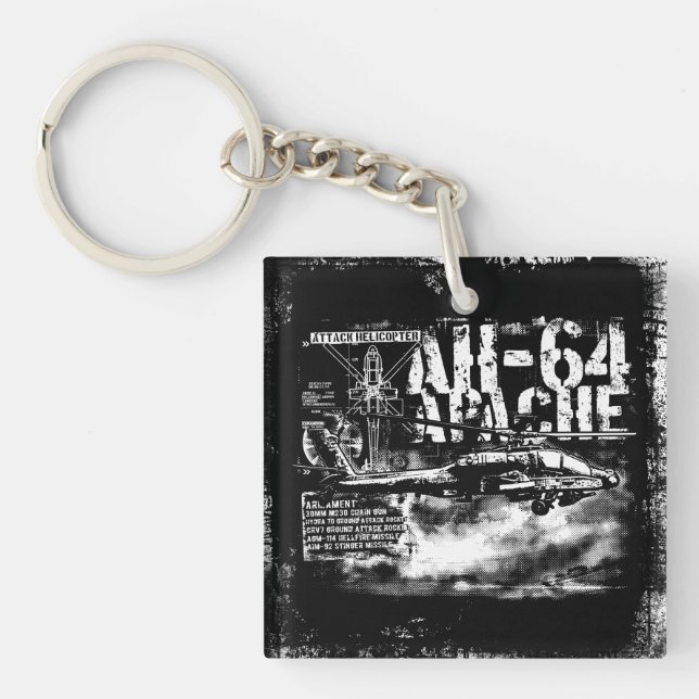 Llavero Cadena de claves AH-64 Apache Square (doble cara) (Frente)