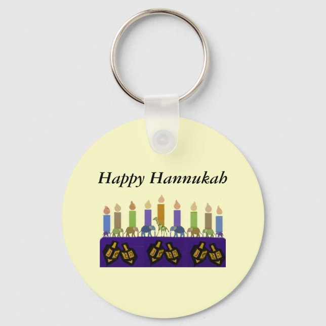 Llavero Cadena de claves Animal Dreidel Hannukah Menorah (Anverso)