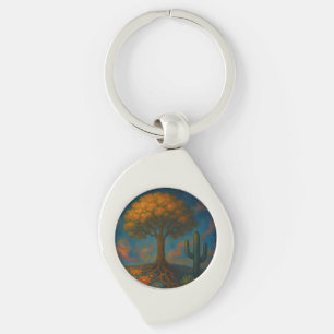 Llavero Cadena de claves artísticas con diseño de árbol vi