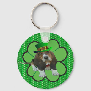 Llavero Cadena de claves Basset Hound St Patrick Clover