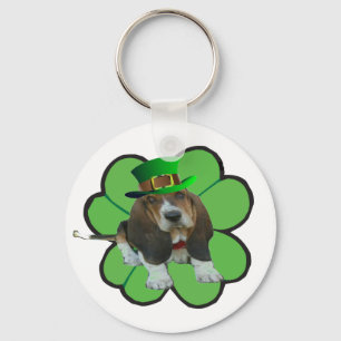 Llavero Cadena de claves Basset Hound St Patrick Clover
