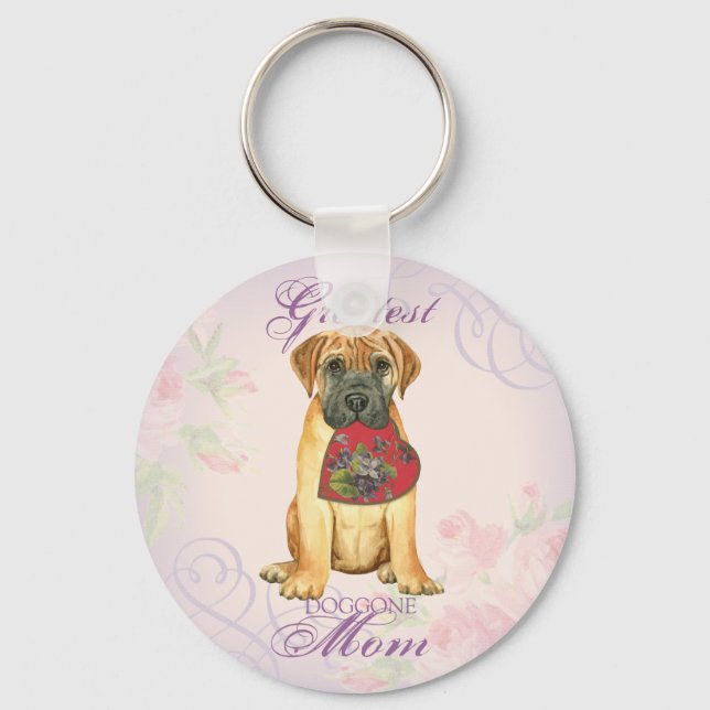 Llavero Cadena de claves Bullmastiff Heart Mom (Anverso)