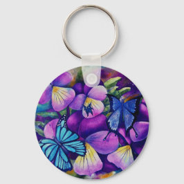 Llavero Cadena de claves Butterflies y Panseys