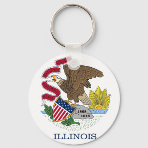 Llavero Cadena de claves con bandera del estado de Illinoi