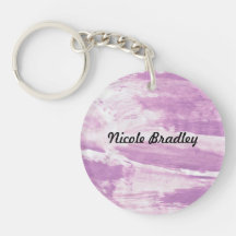 Cadena de claves con diseño abstracto y nombre del