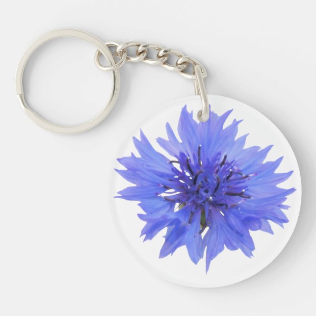 Llavero cadena de claves con diseño de flor de maíz azul ú (Frente)