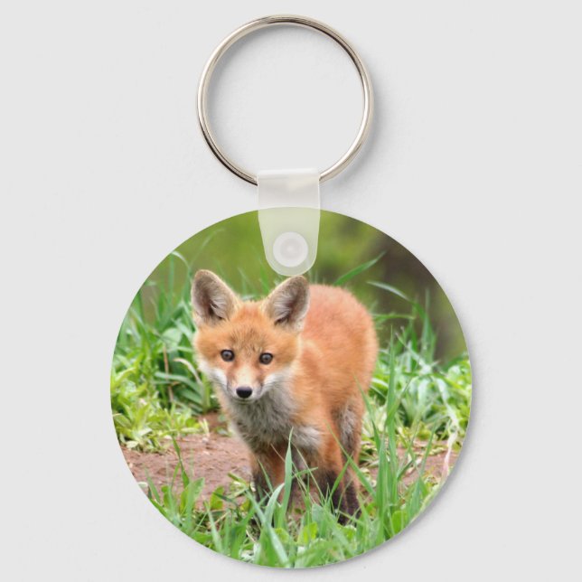 Llavero cadena de claves con foto de red fox kit (Anverso)