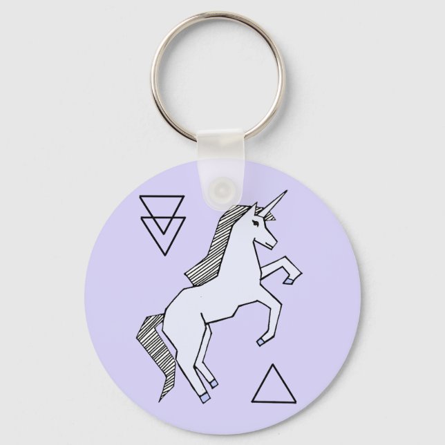 Llavero Cadena de claves Cute Lavender Purple Unicorn (Anverso)